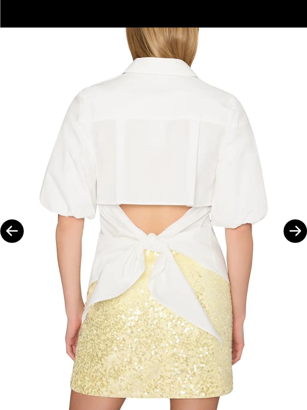 Milly White Puff-Sleeve Open Back Cotton Blouse-S